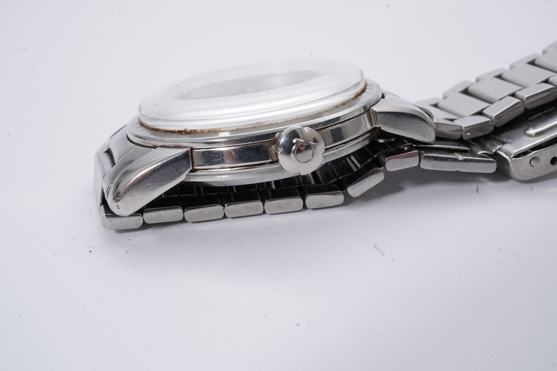 A gentleman's 1956 stainless steel Omega Seamaster Automatic wrist watch